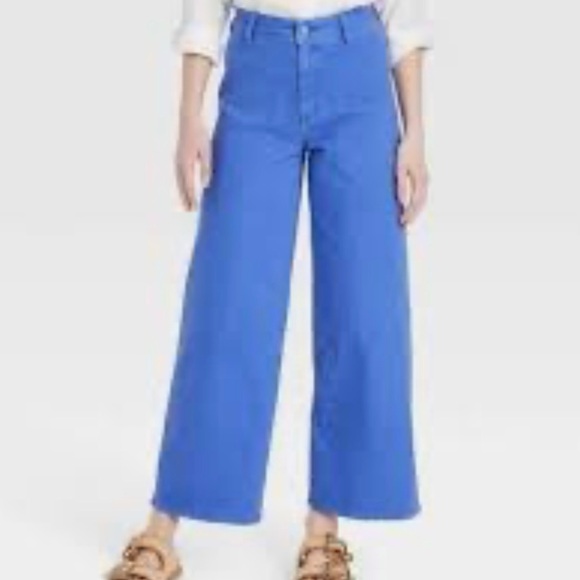 Universal Thread Blue Wide Leg Pants NWT High Rise Cropped Size 2 - Picture 3 of 8